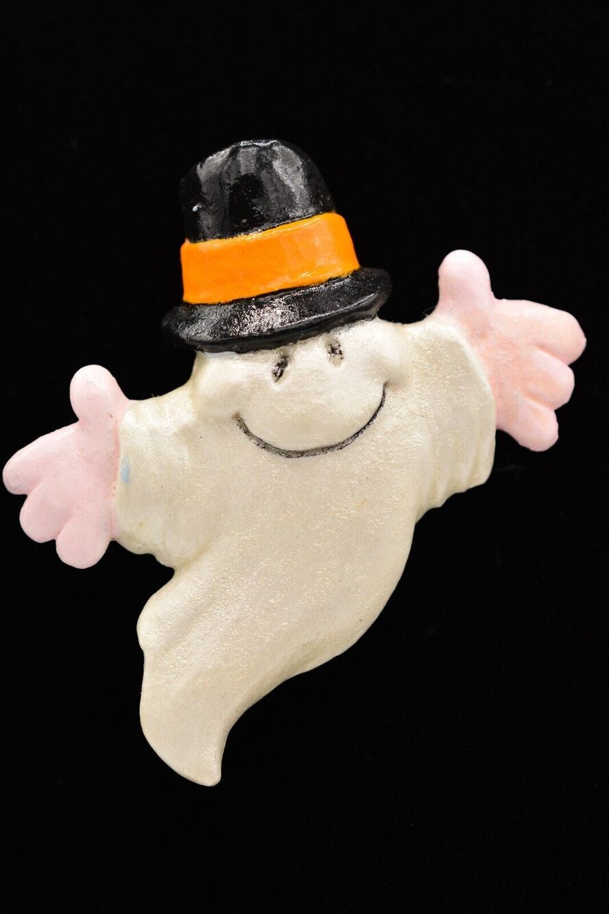 Vintage Ghost Pin Brooch Halloween Friendly Casper Dancing Painted 1980s BinAP